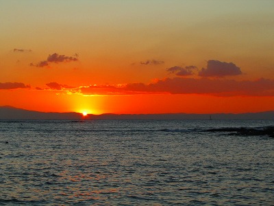 三浦半島和田長浜の夕日の写真
